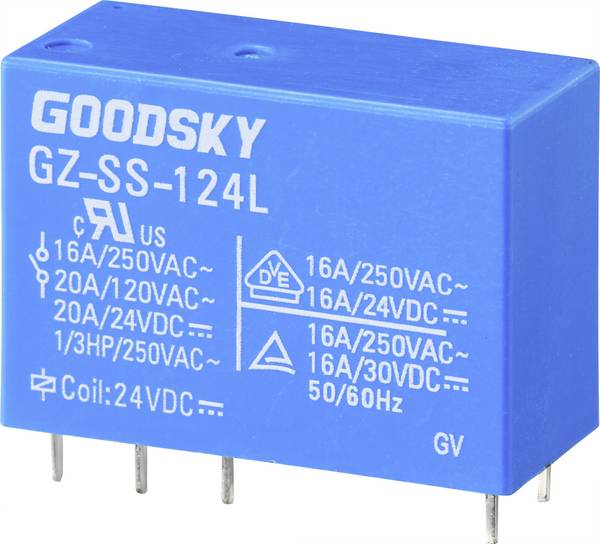 GoodSky GZ-SS-124L, GZ-SS-124L relé do DPS, monostabilný, 1 cievka, 110 V/DC, 20 A, 1 ks