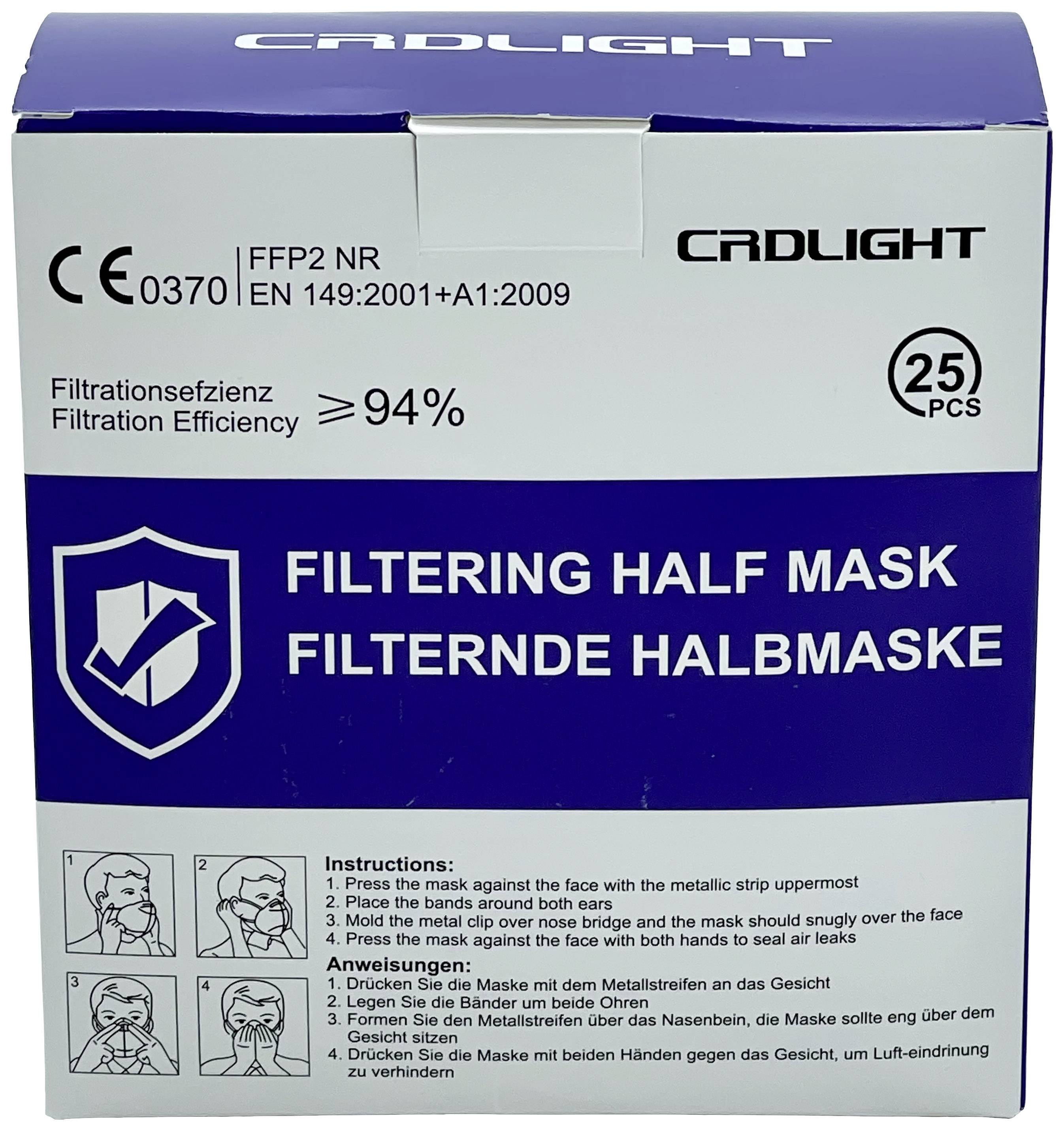 CRD Light CRDFFP2 Fijnstofmasker zonder ventiel FFP2 25 stuk(s) EN 149:2001 + A1:2009 DIN 149:2001 + A1:2009 afbeelding
