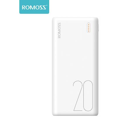 Romoss Simple 20 powerbanka Li-Ion akumulátor, 20000 mAh, Rýchle nabíjanie, biela, Indikátor stavu