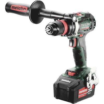 Akumulátorová vŕtačka s červeno-zeleným dizajnom, ergonomickou rukoväťou a logom Metabo, vhodná pre domácich majstrov aj profesionálne práce.