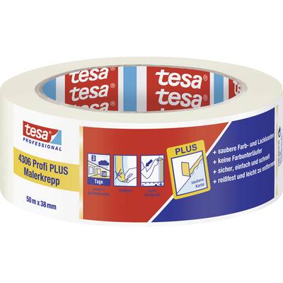 Lepiaca páska značky 'tesa' s potlačou '4306 Profi PLUS Maliarske krytie', vhodná na čisté farebné hrany a ľahko odstrániteľná.