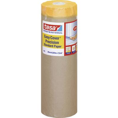 'Rolka Tesa Easy Cover Precision štandardný papier, 25m dĺžka, 0,30m šírka, 7,5m² plocha. Firemné logo hore. Pre 3 použitia.'