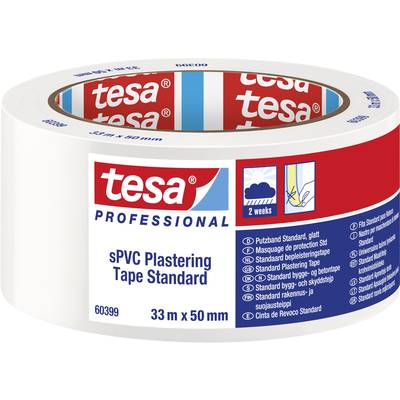 Tesa Professional sPVC Maliarska páska Štandard, rolka lepiacej pásky, biela s modro-červeným štítkom, dĺžka 33 m, šírka 50 mm.