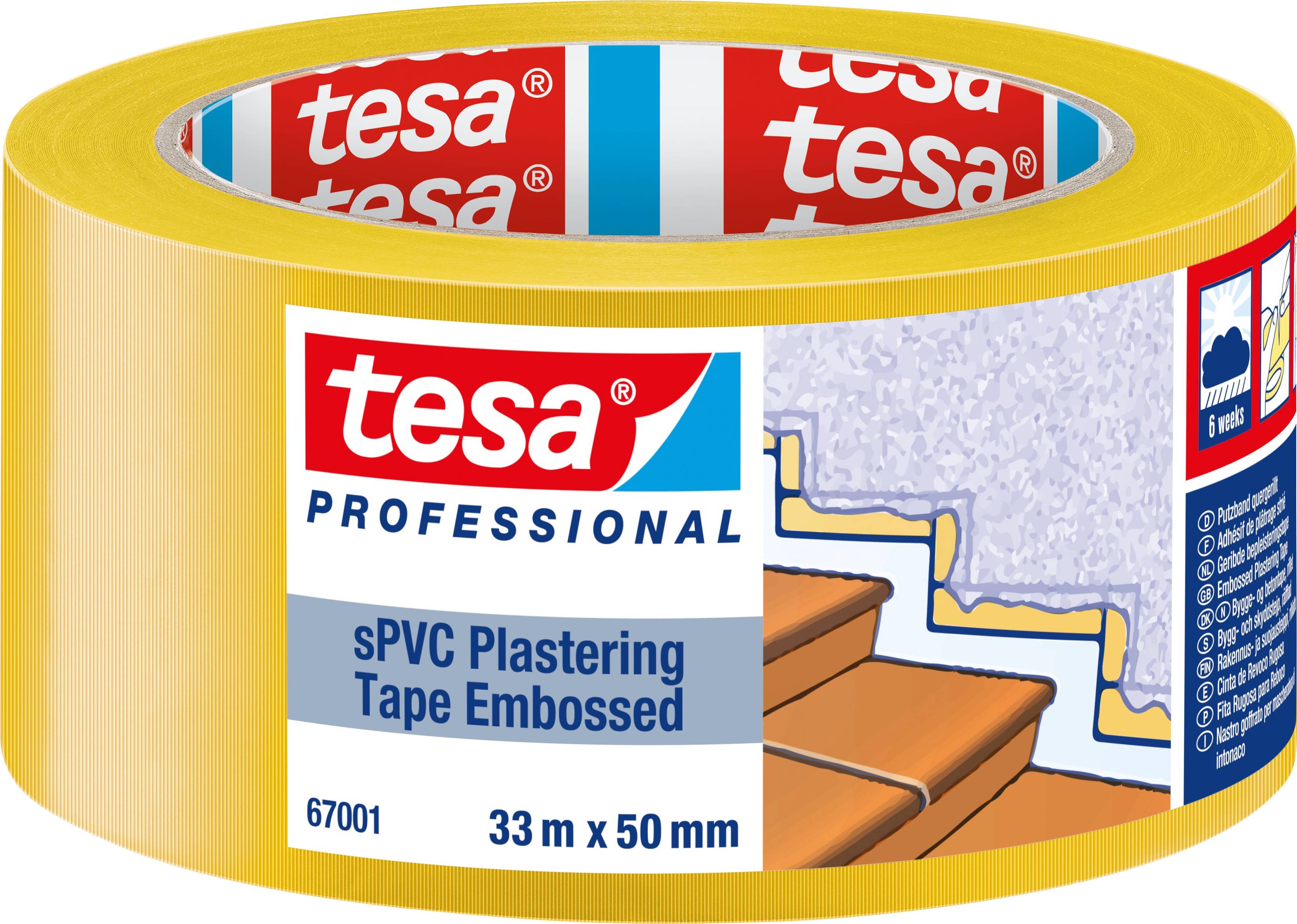 tesa SPVC EMBOSSED 67001-00001-00 Nastro goffrato tesa® Professional Giallo (L x L) 33 m x 50 mm 1 pz.
