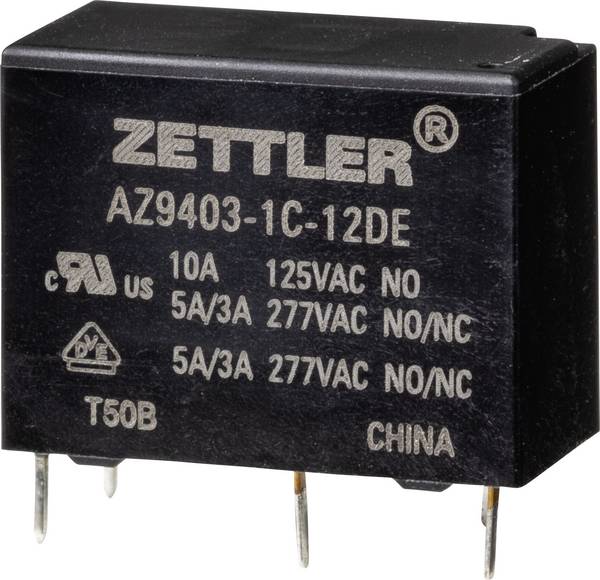 Zettler Electronics AZ9403-1C-12DE, 2349917 napájacie relé, monostabilný, 1 cievka, 277 V/AC, 5 A, 1 ks
