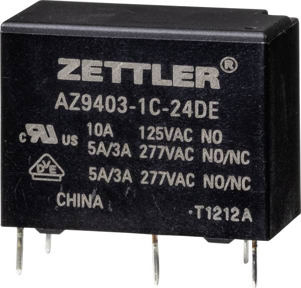 Zettler Electronics AZ9403-1C-24DE, 2349918 napájacie relé, monostabilný, 1 cievka, 277 V/AC, 5 A, 1 ks