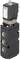 Vidieť je čierne, obdĺžnikové magnetické ventily od spoločnosti Bürkert s viacerými prípojkami. V hornej časti je kovový prípoj.
