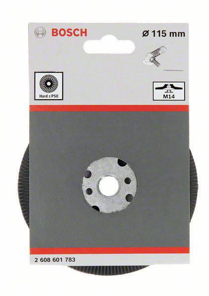 Rezná kotúč Bosch, priemer 115 mm, upínací rozmer M14, vhodný na brúsenie, s nákresmi použitia.