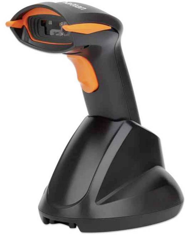 Manhattan Wireless 2D bezdrôtový skener 2D čiarového kódu rádiový 1D, 2D CCD čierna, oranžová ručný skener vr. stojančeku USB-A
