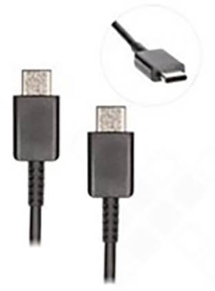 Dva čierne USB-C káble, jeden v detailnom zábere.