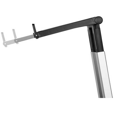 Teleskopické rameno pre prezentačný projektor, čierno-strieborné, nastaviteľné, zobrazuje mechanizmus rozšírenia. Ideálne pre flexibilné inštalácie.