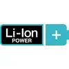Symbol pre lítium-iónových batérií so zobrazením ikony batérie a nápisom 'Li-Ion Power'.