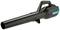Čierny fúkač lístia od Gardeny s ergonomickou rukoväťou a modrou akcentovou farbou, navrhnutý pre ľahké manévrovanie v záhrade.