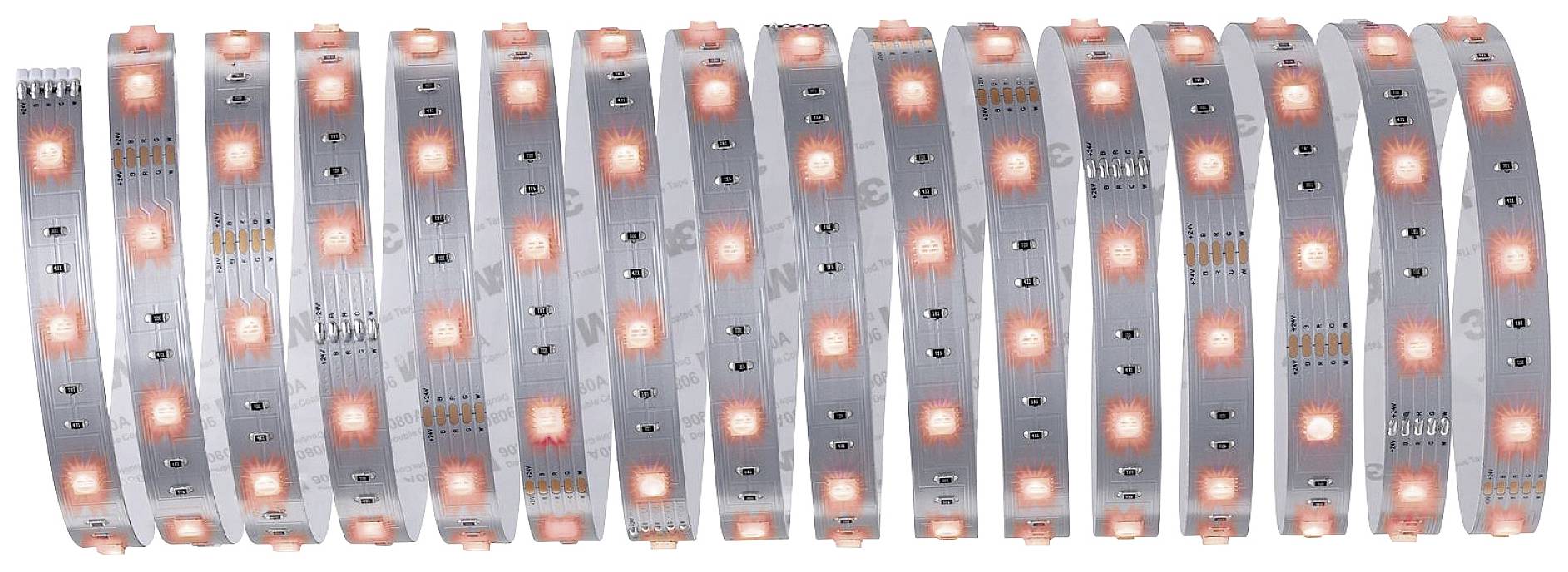 Pás LED svetiel, navinutý a rovnomerne osadený svietiacimi červenými LED diódami. Vhodný pre flexibilné svetelné riešenia.