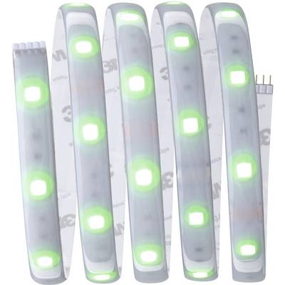 LED svetelný pás so svietiacimi zelenými diódami v zvlnenom tvare na svetlom pozadí. Ideálny na dekoratívne osvetlenie.