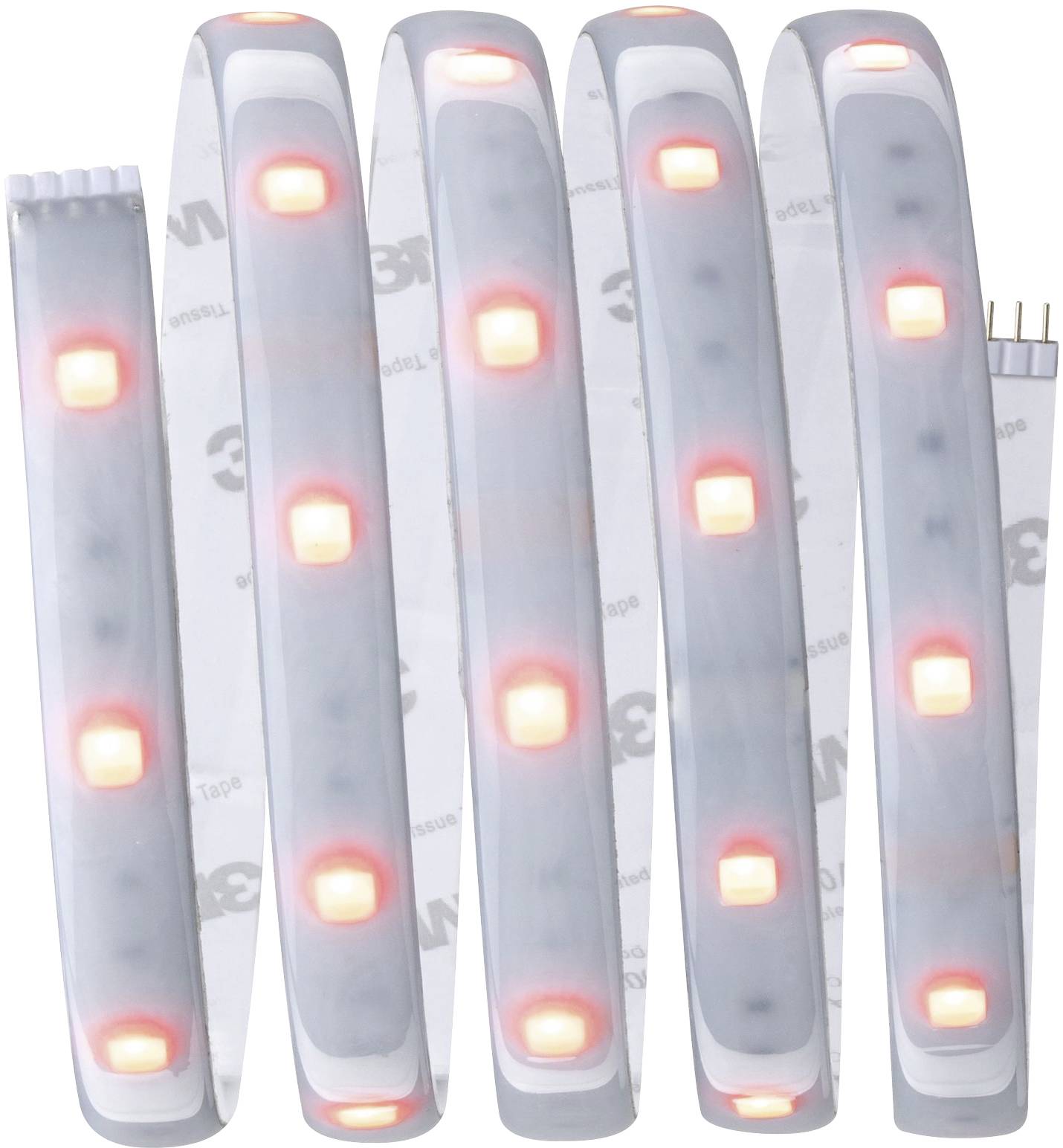 Biela LED svetelná lišta v tvare slučky s rovnomerne rozmiestnenými červenými svietiacimi LED. Vhodná pre dekoratívne osvetlenie.