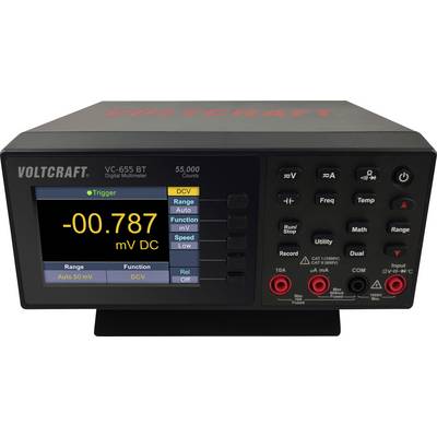 Digitálny multimeter VOLTCRAFT VC-655 BT zobrazuje -0,787 mV DC na displeji. Viditeľné sú tlačidlá pre rôzne funkcie.