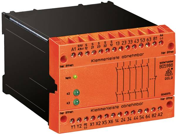 Dold BO5988.61/024 DC24V + AC230V bezpečnostné relé, 24 V/DC, 230 V/AC, 6 spínacích kontaktov, 1 rozpínací, (š x v x h) 45 x 74 x 121 mm, 0040375, 1 ks