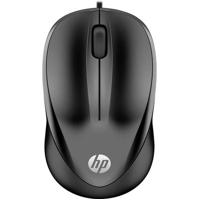 Čierna počítačová myš s káblom a rolovacím kolieskom, označená logom 'hp'. Vhodná pre štandardné použitie na PC alebo laptope.