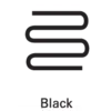 Biela, vlnovkovitá línia na čiernom pozadí s textom 'Black' pod ňou.