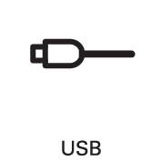 USB kábel symbol na čiernom pozadí; Symbol možností pripojenia alebo konektivity pre elektronické zariadenia.