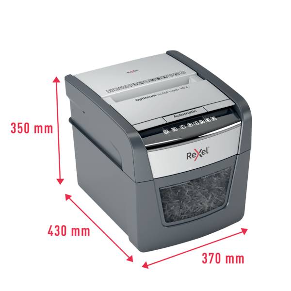 Rexel Optimum AutoFeed 45X skartovačka mikrorez 4 x 28 mm 20 l Počet listov (max.): 45 listov Krížový rez kancelárske sp-7