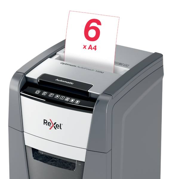 Rexel Optimum AutoFeed+ 100M skartovačka mikrorez 2 x 15 mm 34 l Počet listov (max.): 100 listov Krížový rez kancelárske-5