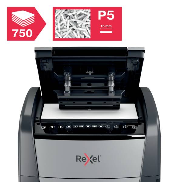 Rexel Optimum AutoFeed+ 750M skartovačka mikrorez 2 x 15 mm 140 l Počet listov (max.): 750 listov Krížový rez kancelársk-9