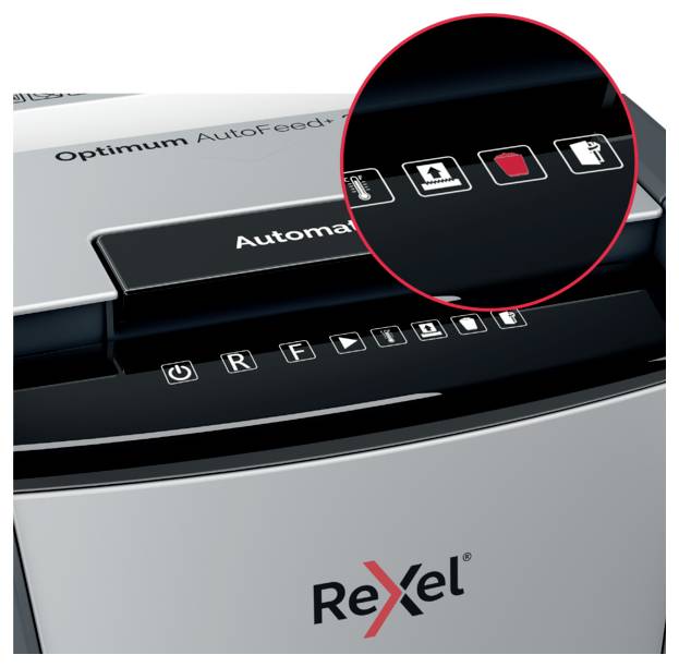 Rexel Optimum AutoFeed+ 750M skartovačka mikrorez 2 x 15 mm 140 l Počet listov (max.): 750 listov Krížový rez kancelársk-1