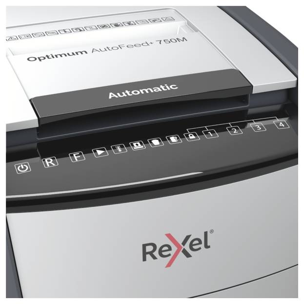 Rexel Optimum AutoFeed+ 750M skartovačka mikrorez 2 x 15 mm 140 l Počet listov (max.): 750 listov Krížový rez kancelársk-3