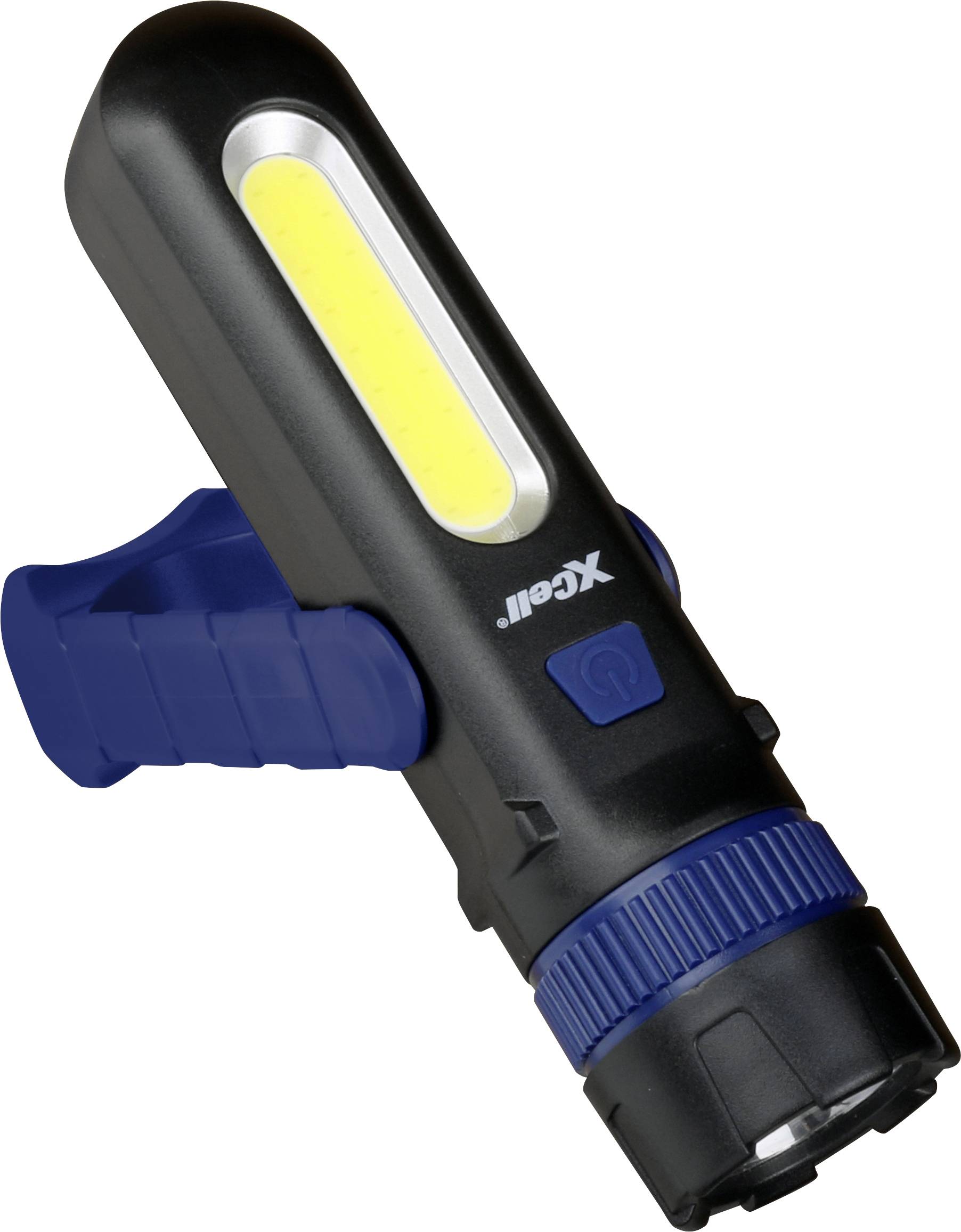 Praktická LED pracovná lampa s modrým držadlom a bielym svetelným pruhom, vhodná pre presné práce v podmienkach slabého osvetlenia.