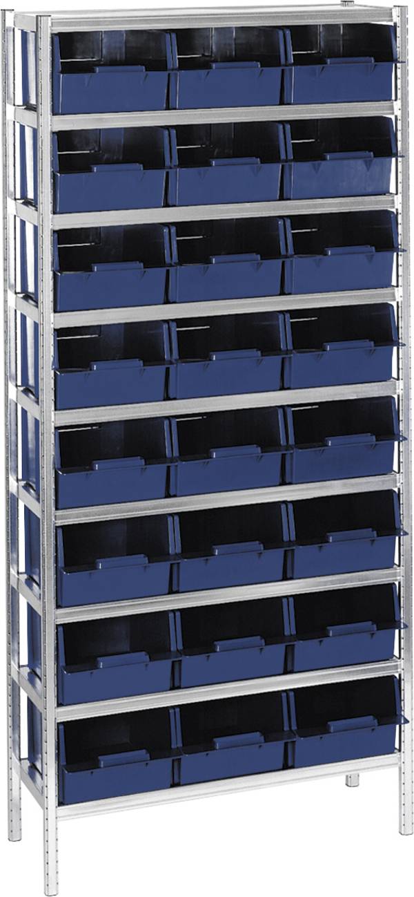 raaco 181112 Policový systém 8-2000, (š x v x h) 92 x 200 x 34 cm, ocel, polypropylen, modrá, strieborná