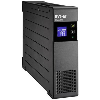 Čierne zariadenie UPS od spoločnosti Eaton s LCD displejom na prednej strane, ktoré zobrazuje stav a napätie 193 V.