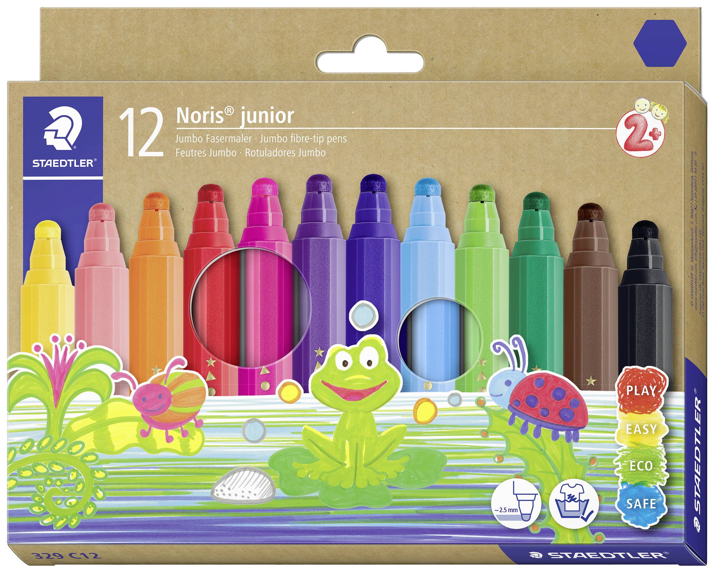 Staedtler Noris Junior Tusjer – Vannbasert, Ultravaskbar (Sta329c12, 1 Eske)