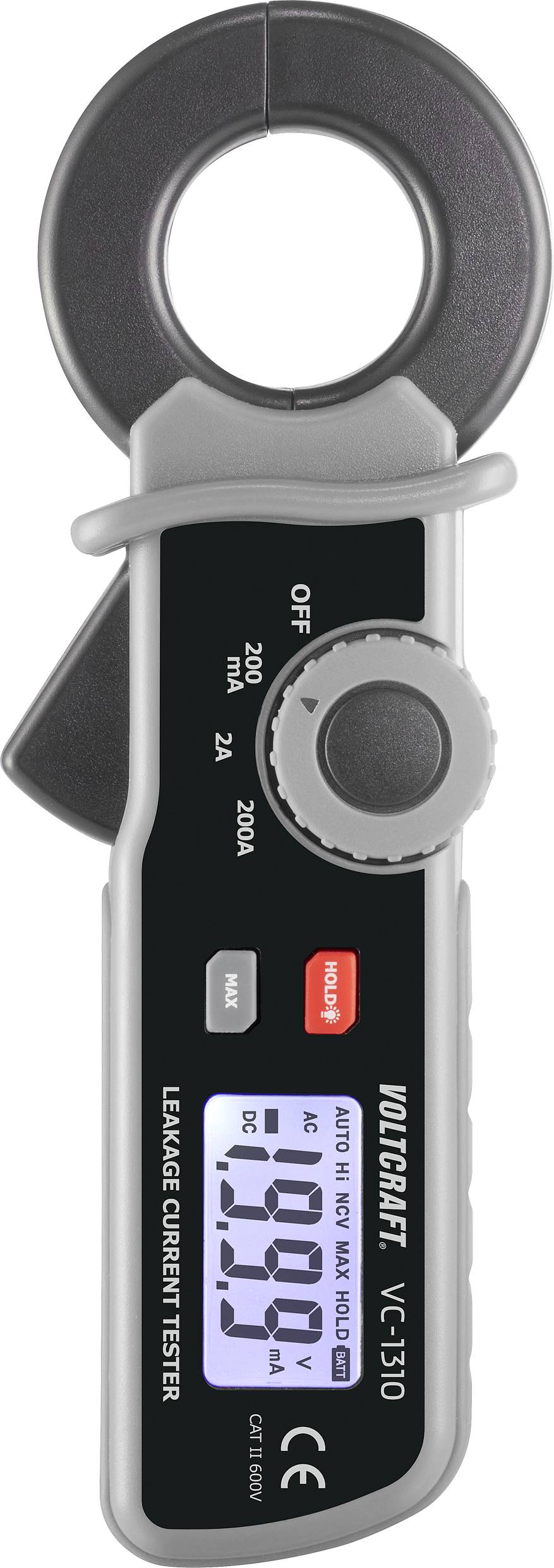 VOLTCRAFT VC-1310 Pinza amperometrica digitale CAT II 600 V Display (Counts): 1999