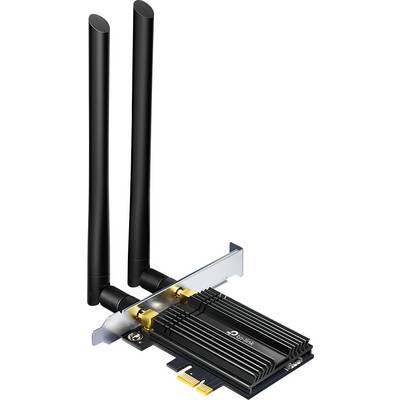 Sieťová karta TP-Link PCI-Express WLAN s dvoma čiernymi anténami na bezdrôtový prenos dát v počítači.