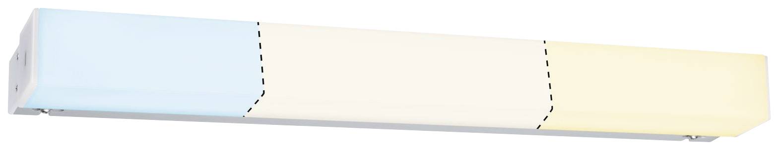 Trojfarebná nástenná lampa pozostávajúca z modrého, bieleho a žltého segmentu.