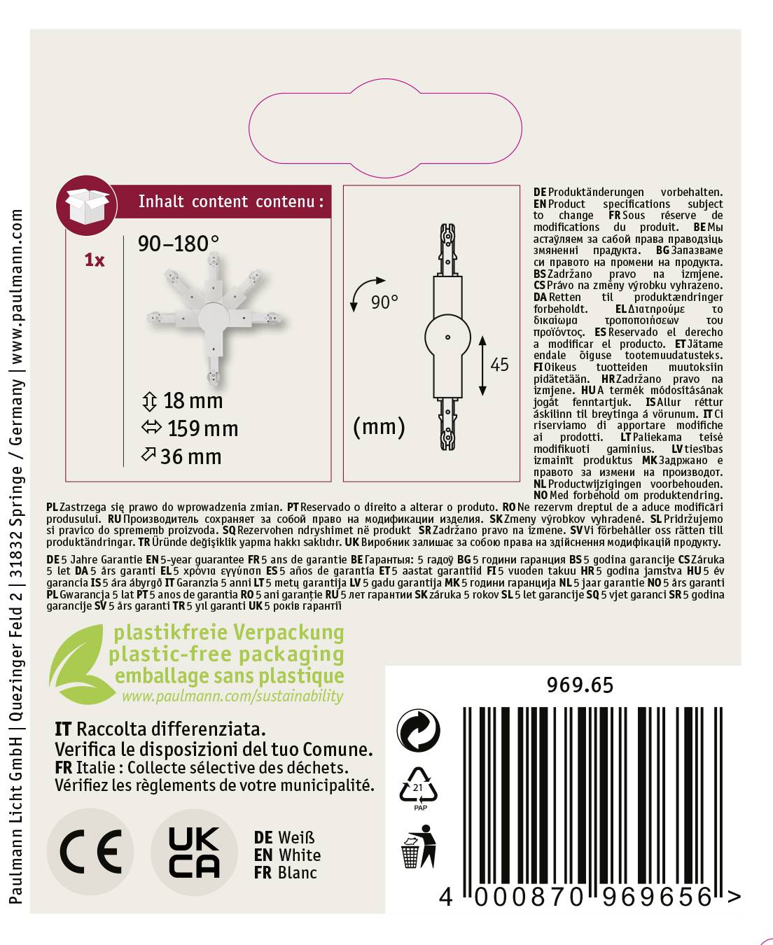 Produktverpackung mit Montageanleitung für Lampenersatzteil:<br><br>Montážny návod pre náhradný diel lampy<br>Recyklačná poznámka: Obal zlikvidujte podľa miestnych predpisov pre triedený odpad<br>Čiarový kód: [čiarový kód]