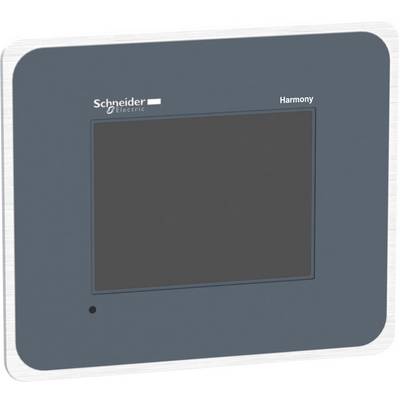 Ovládací panel od Schneider Electric s obrazovkou, model 'Harmony', na sivej ploche.