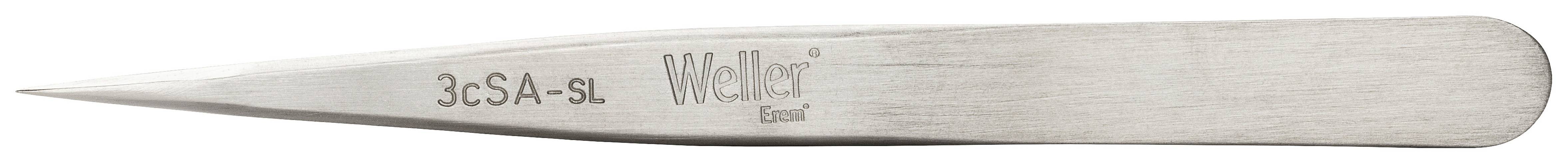 Kovová pinzeta s nápisom '3-SA-SL Weller Erem' so zúženým špičatým koncom.