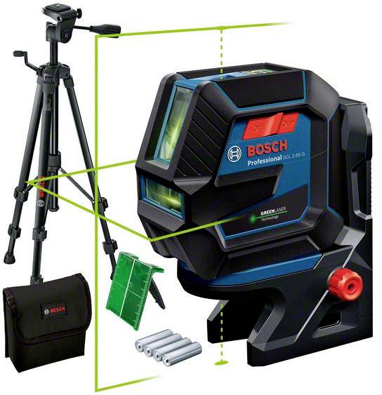 Bosch Professional GCL 2-50 G & Tripod Laser combinato punti e linee incl. treppiede, incl. custodia Raggio di azione (max.): 15 m