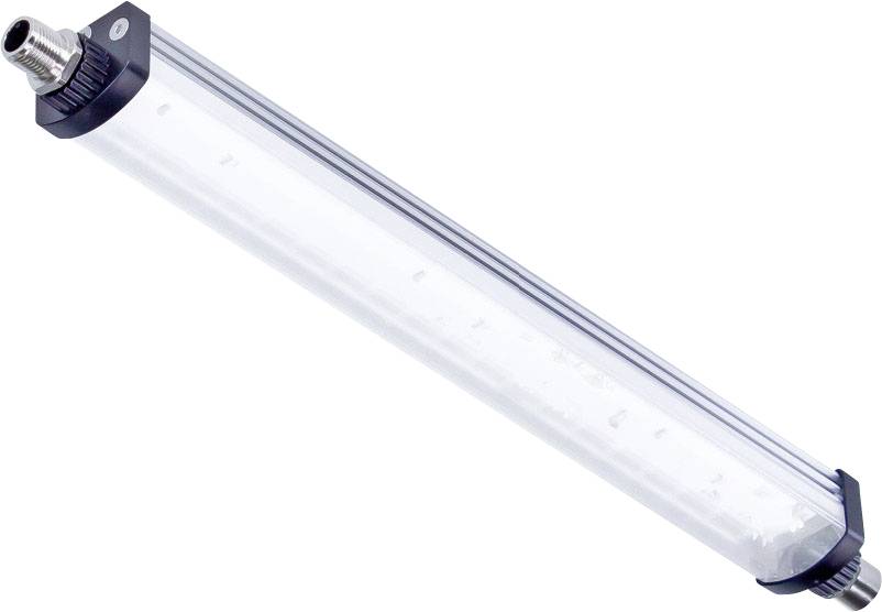 LED trubica s kovovými prvkami na koncoch, vhodná pre priemyselné alebo komerčné svetelné aplikácie.