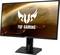 Monitor ASUS TUF Gaming pred pozadím vesmíru, zobrazujúci Zem v tme. Logo a nápis uprostred obrazovky.