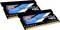 Zobrazené RAM moduly: Dva pamäťové moduly G.Skill Ripjaws DDR4 s modrým a čiernym nápisom.