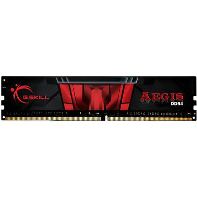 Modul DDR4 RAM od spoločnosti G.Skill, model 'Aegis', s červeným a čiernym dizajnom, zlatými kontaktmi a jasne viditeľným označením značky.
