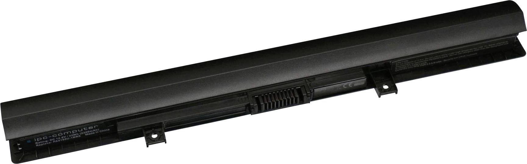 Čierny laptop batériový artikel v podlhovastom tvare, položený ležmo.