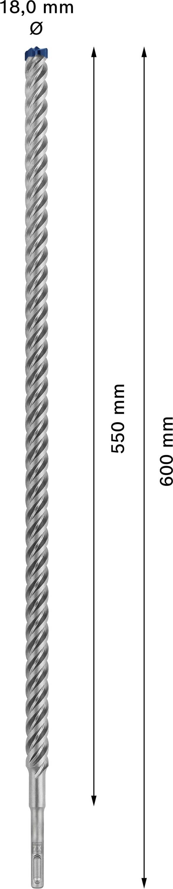 'Vrták, priemer 18,0 mm, celková dĺžka 600 mm, pracovná dĺžka 550 mm.'