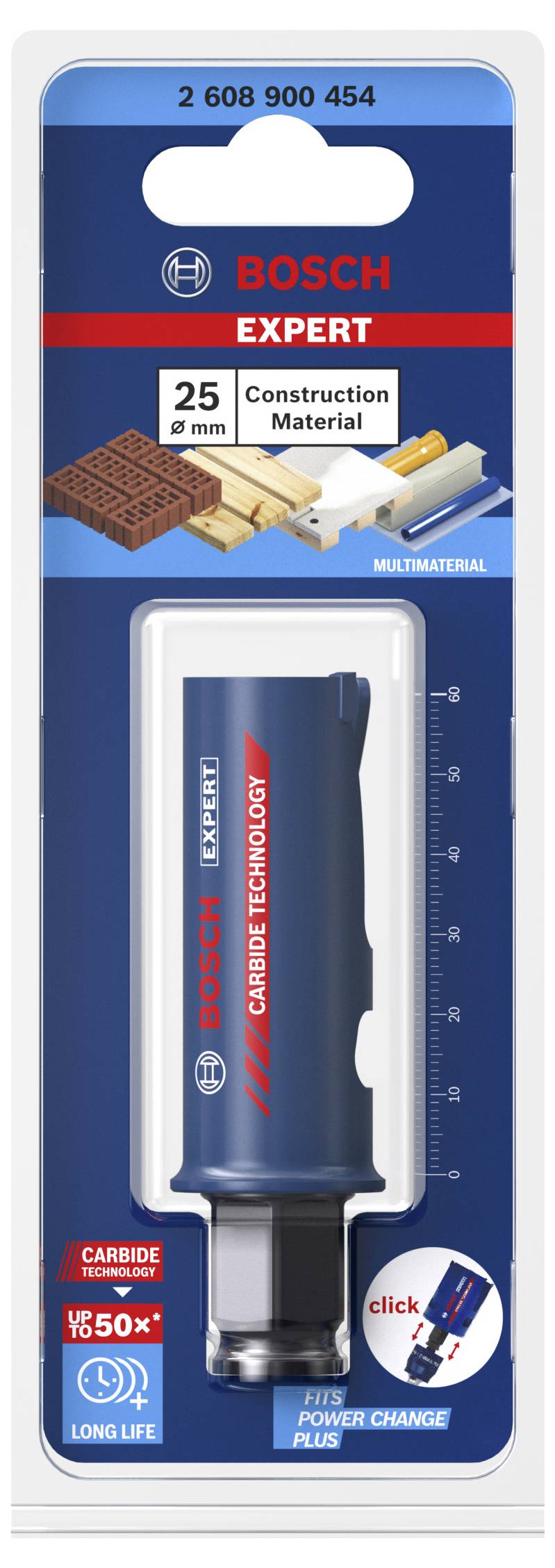 Obal pílového listu Bosch Expert pre stavebné a viacúčelové materiály, s technológiou karbidu a šírkou rezu 25 mm.