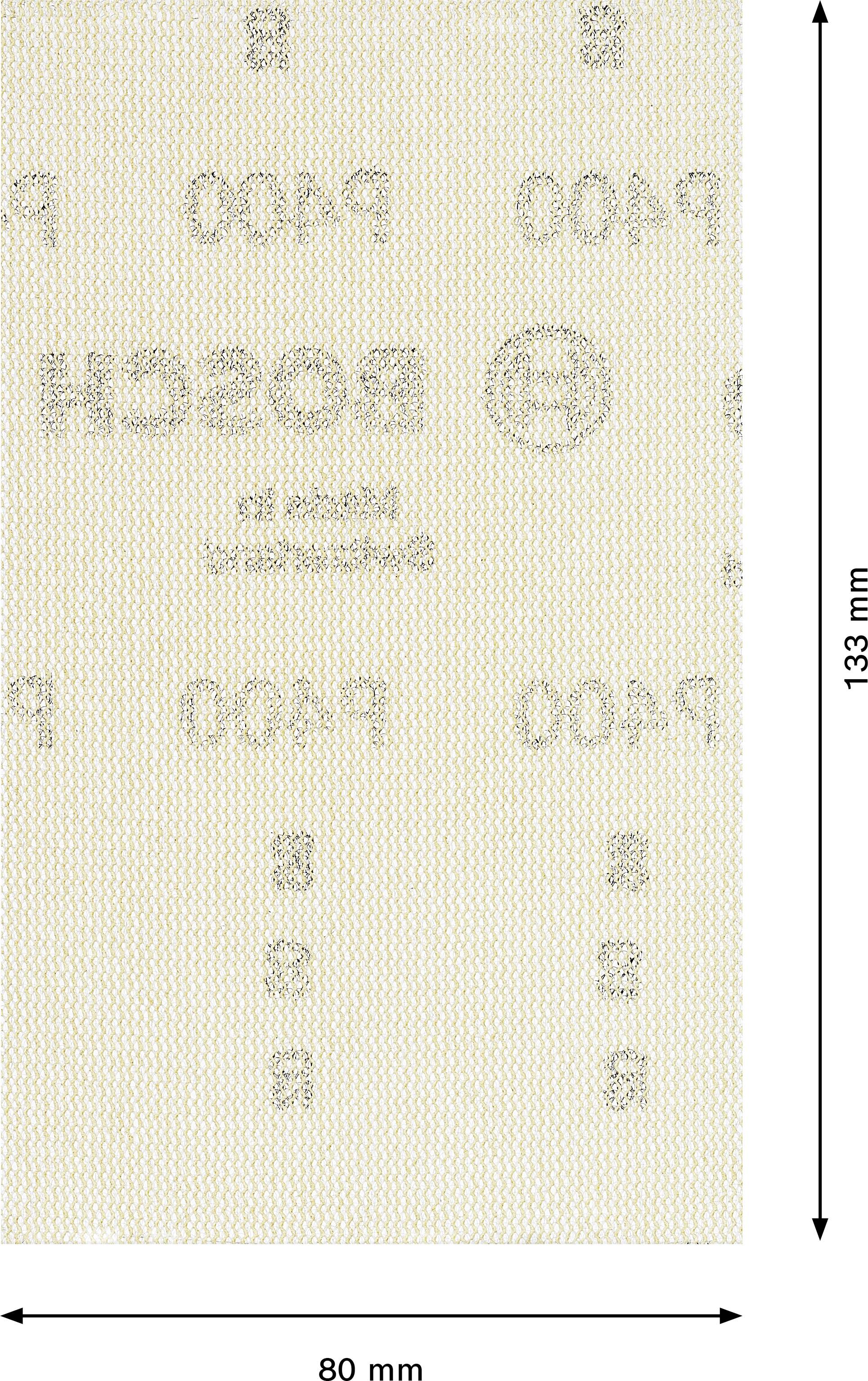 Brúsny papier značky Bosch v tvare obdĺžnika, veľkosť 80 mm x 133 mm, zrnitosť P400.