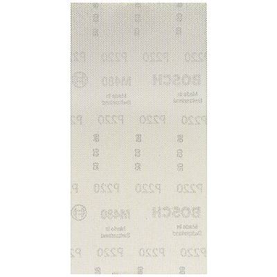 Svetlý brúsny papier s nápisom 'Bosch' a zrnitosťou P320. Je čiastočne priehľadný a má jemnú štruktúru zrnitosti.